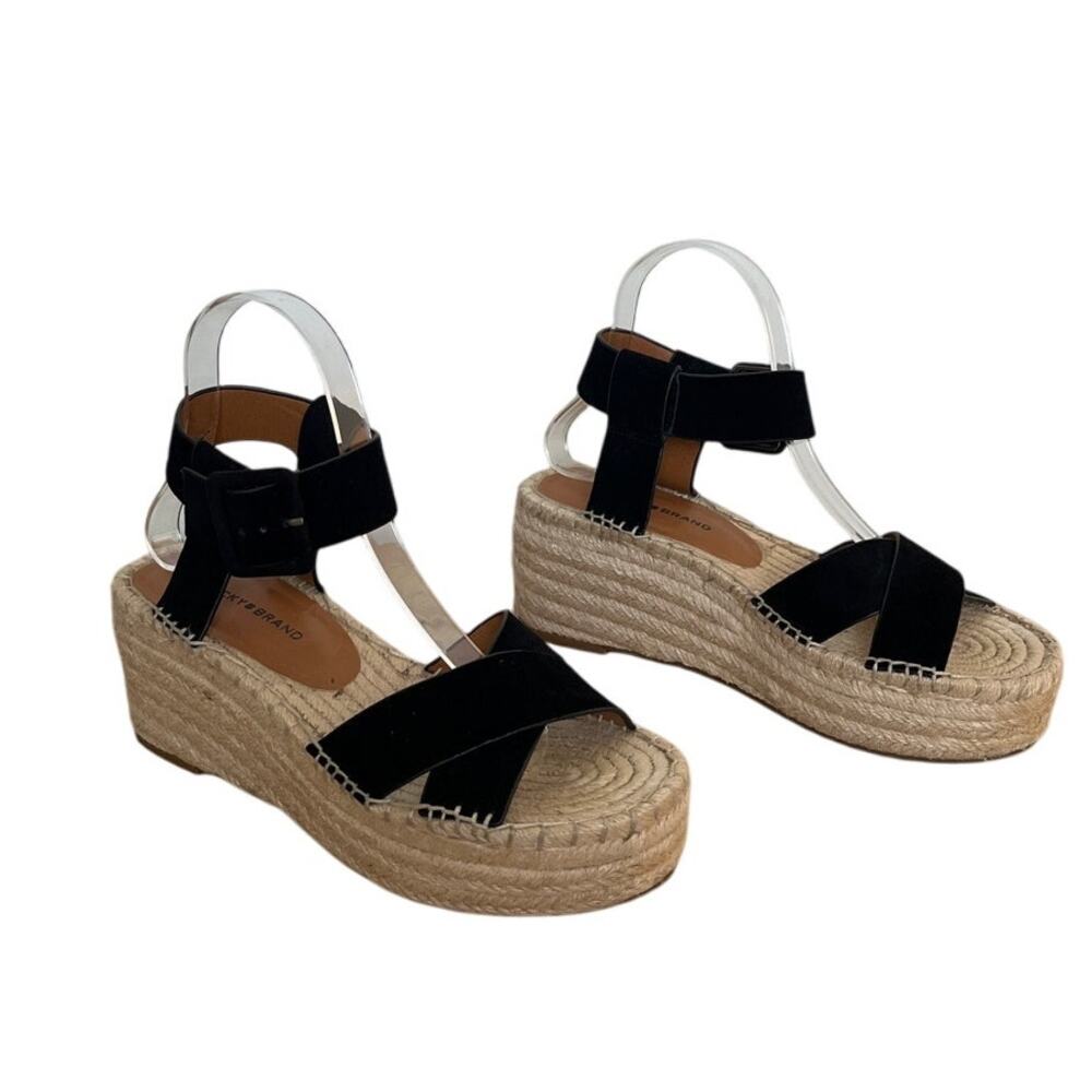 Lucky Brand Womens Audrinah Suede Espadrille Platform Wedge Sandal Size 8 Black